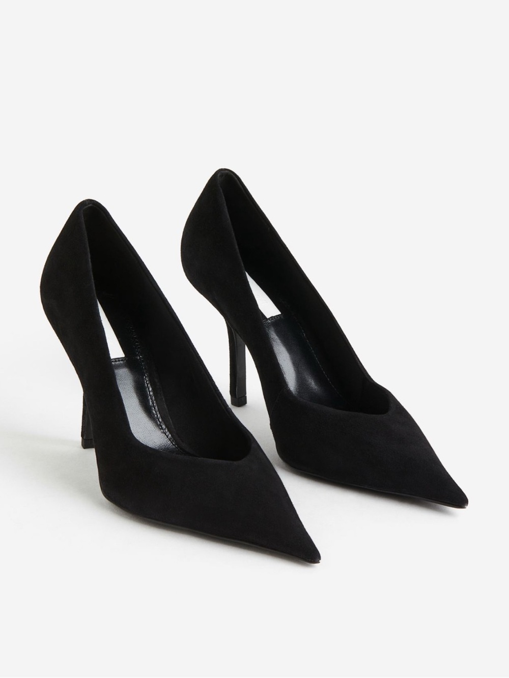Classic Black Pointed-Toe High Heels - Women real suede